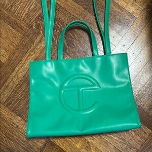 Telfar Green Tote Bag with Embossed Logo